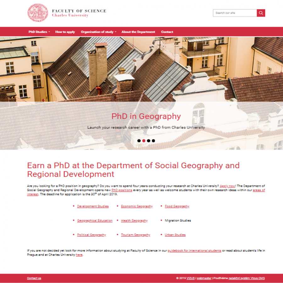 Nový web s nabídkou doktorského studia na UK