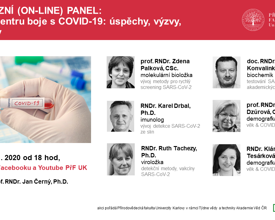 4. DISKUZNÍ (ON-LINE) PANEL: Vědci v centru boje s COVID-19: úspěchy, výzvy, problémy