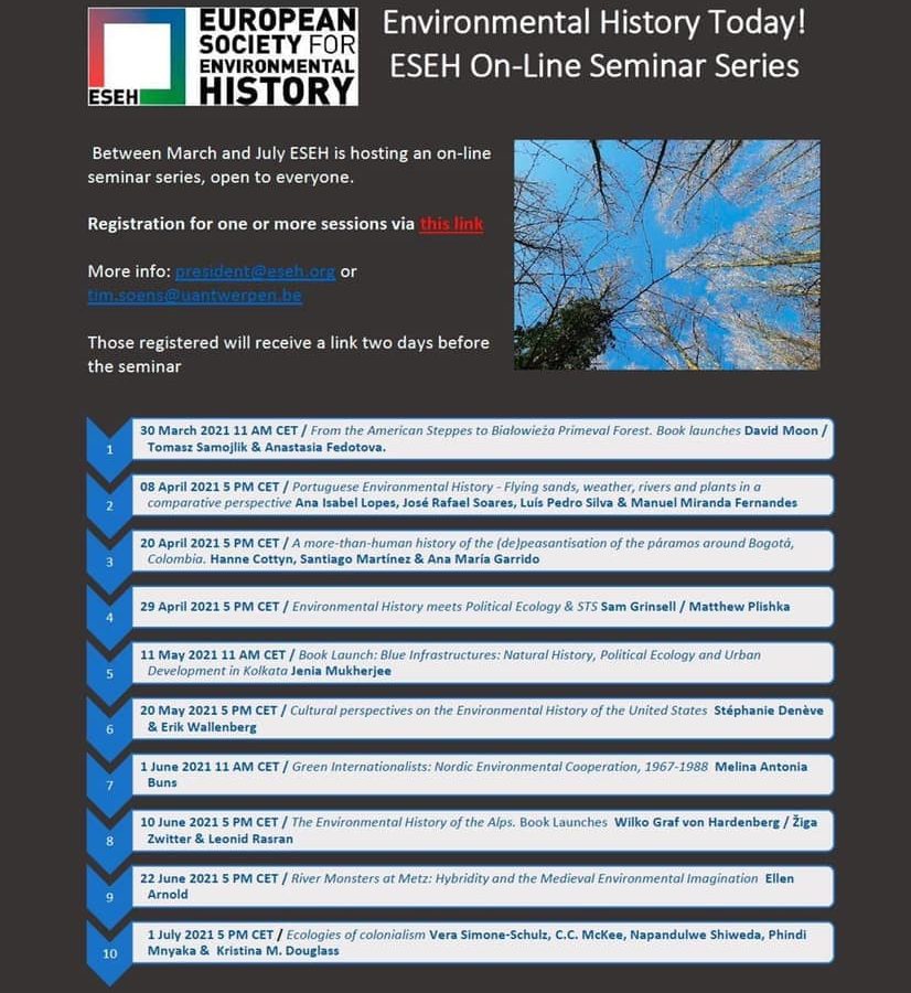 Série ESEH online přednášek ENVIRONMENTAL HISTORY TODAY