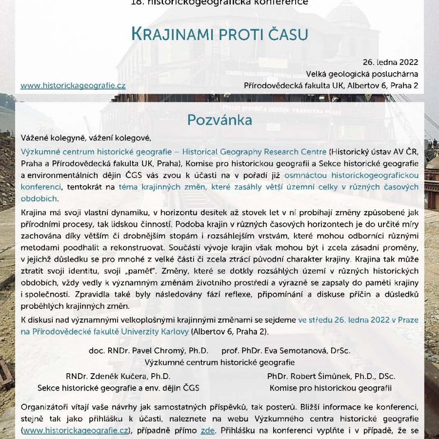 Pozvánka na historickogeografickou konferenci “Krajinami proti času”