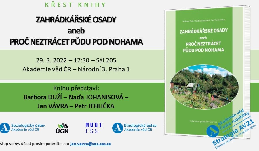 Křest nové knihy “Zahrádkářské osady aneb proč neztrácet půdu pod nohama”