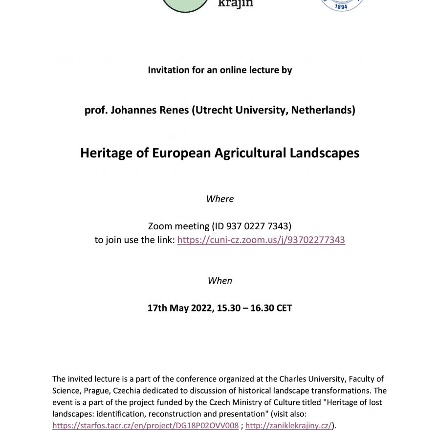 Přednáška prof. Johannese Renese “Heritage of European Agricultural Landscapes”