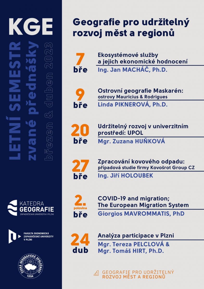 Série přednášek “Geografie pro udržitelný rozvoj měst a regionů” v Plzni
