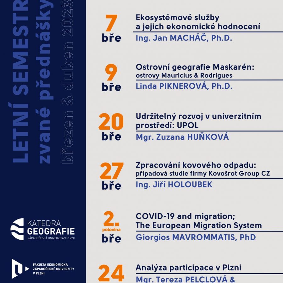 Série přednášek “Geografie pro udržitelný rozvoj měst a regionů” v Plzni