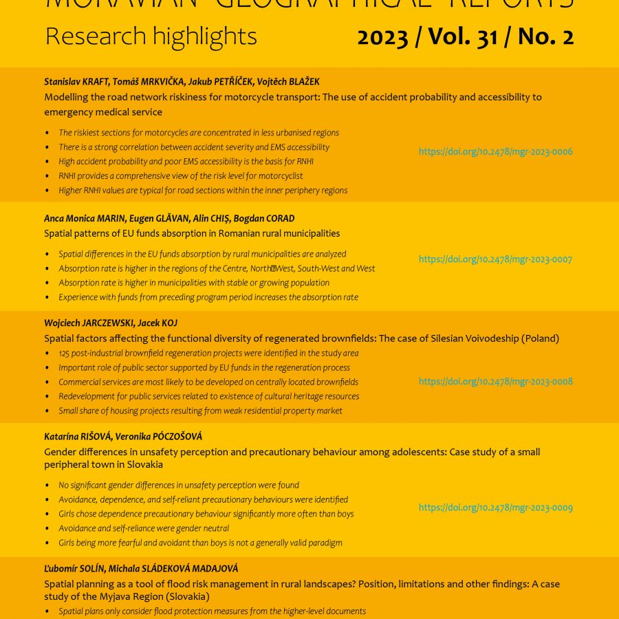 Vyšlo druhé letošní číslo časopisu Moravian Geographical Reports