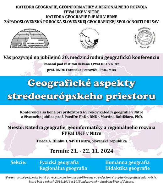 Pozvánka na konferenci Geografické aspekty stredoeurópského priestoru